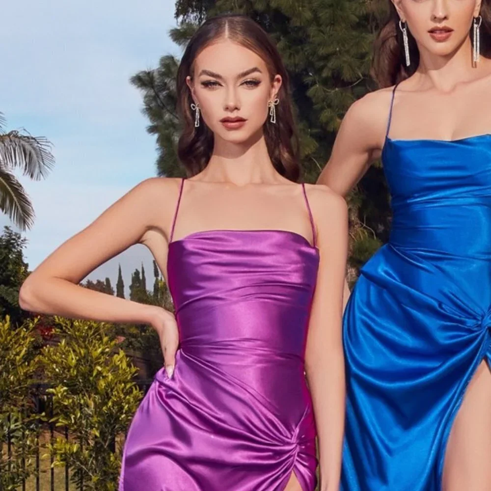 NEW LONG SHEATH OFF SHOULDER SLEEVELESS SATIN GOWN WITH LACE UP BACK BD111